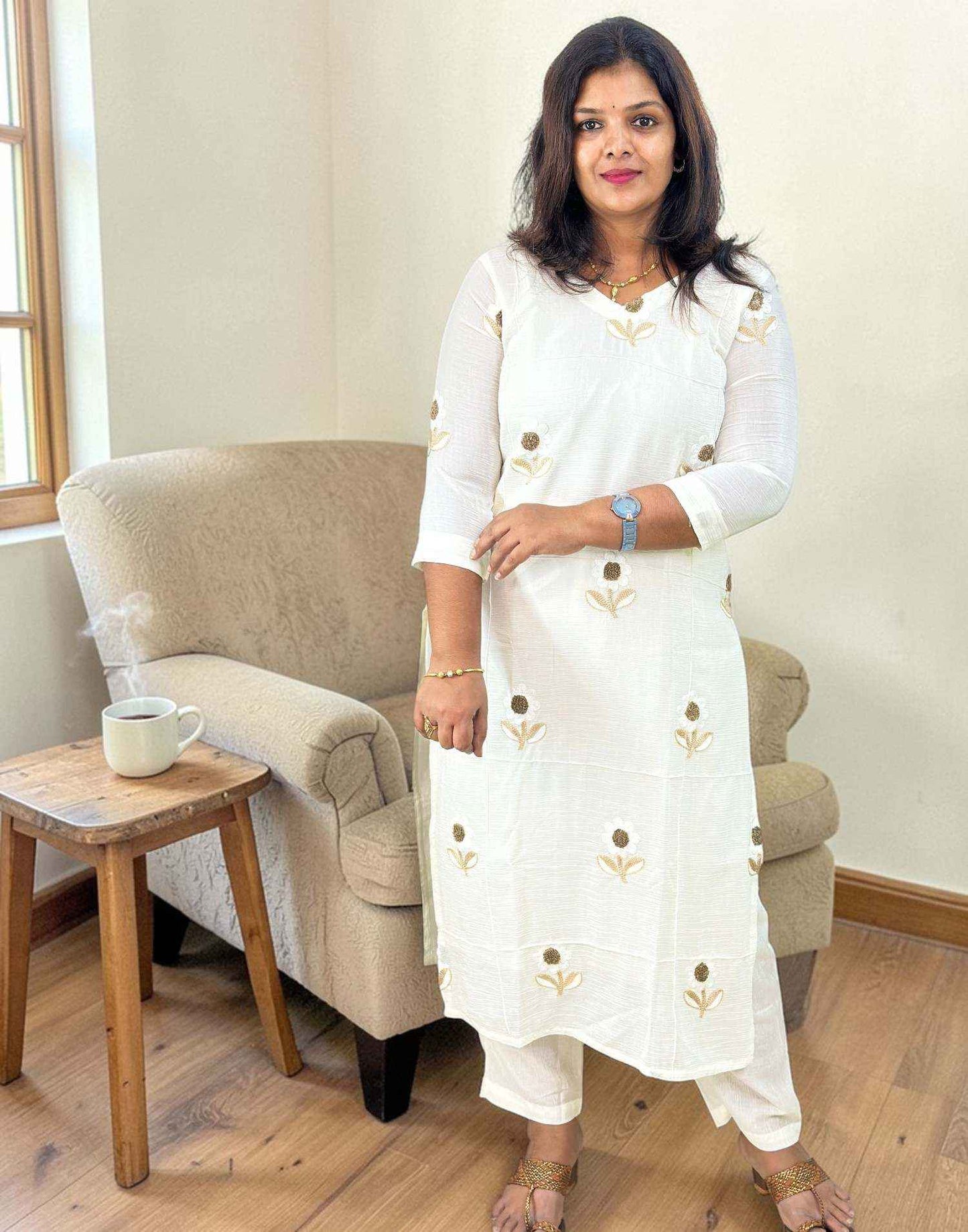KURTI SET OFF WHITE E6820 160326KS - ELENTRA DESIGNS BY NIMI HEINS