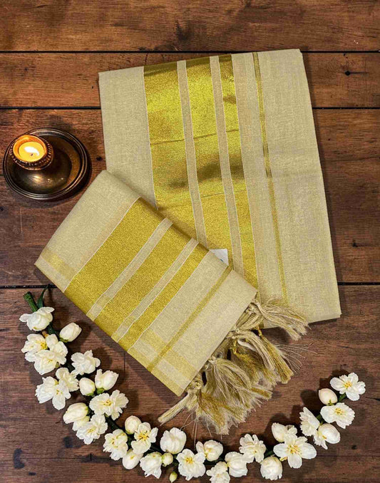 SET MUNDU GOLDEN KASAVU E6821 170326SM - ELENTRA DESIGNS BY NIMI HEINS