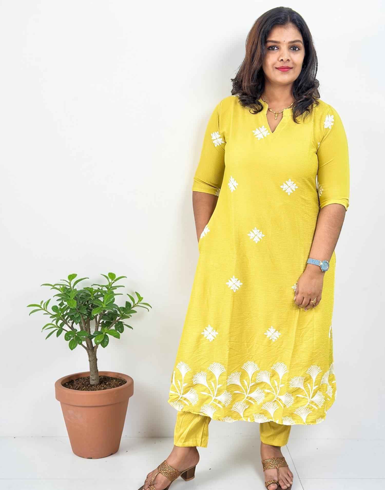 KURTI SET A-LINE LEMON YELLOW 28/398 180326KS