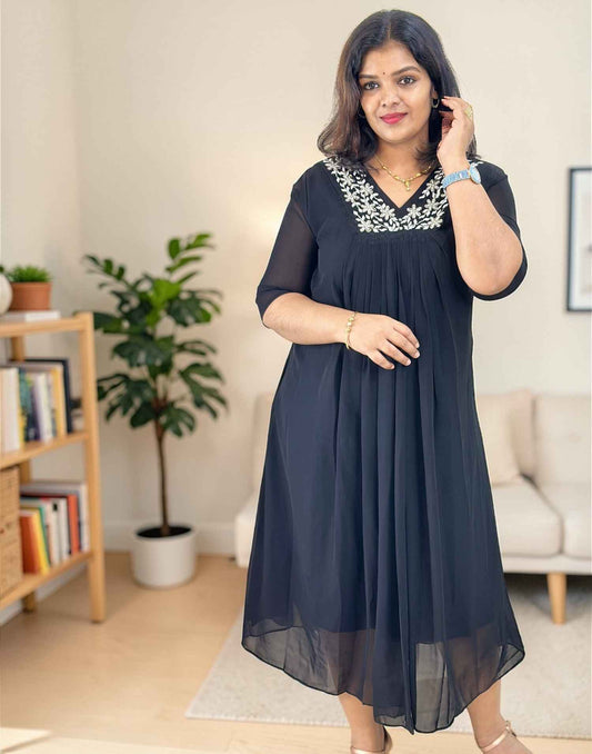 KURTIS GEORGETTE A-LINE BLACK E6841 180326K