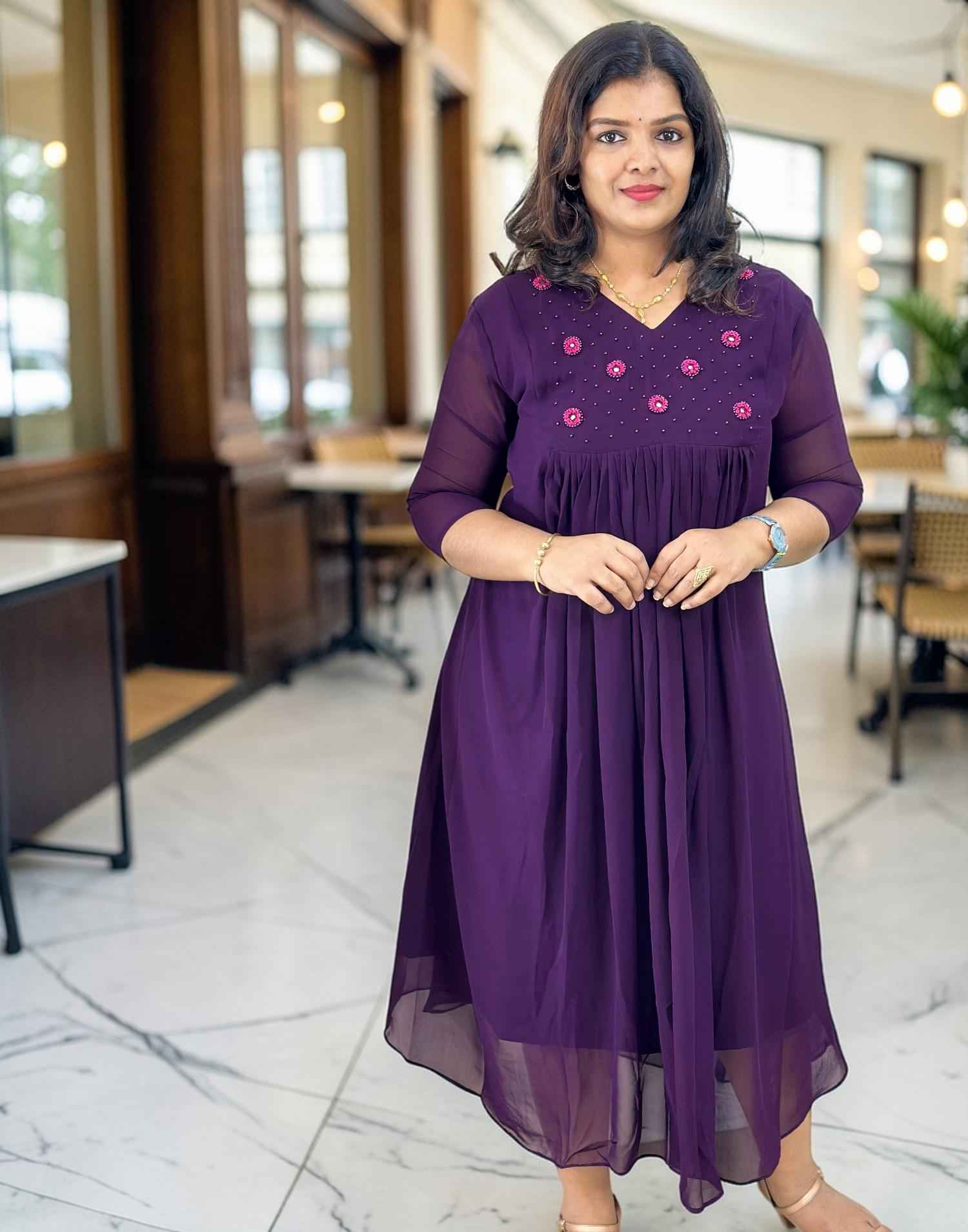 KURTIS GEORGETTE A-LINE DARK PURPLE E6842 180326K