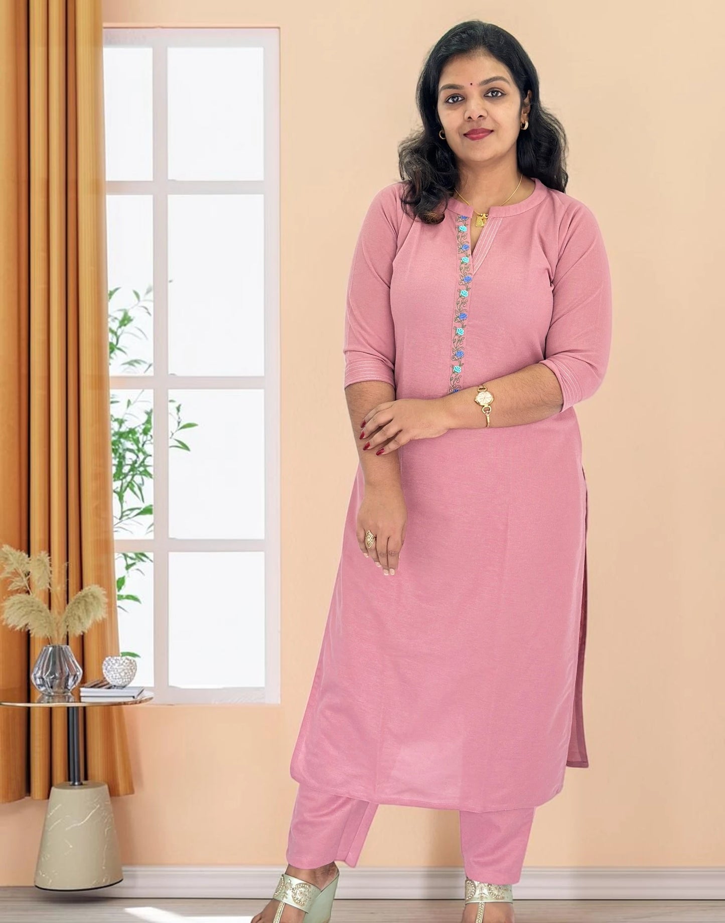KURTI SET CHAMPAGNE PINK E7401 191026KS