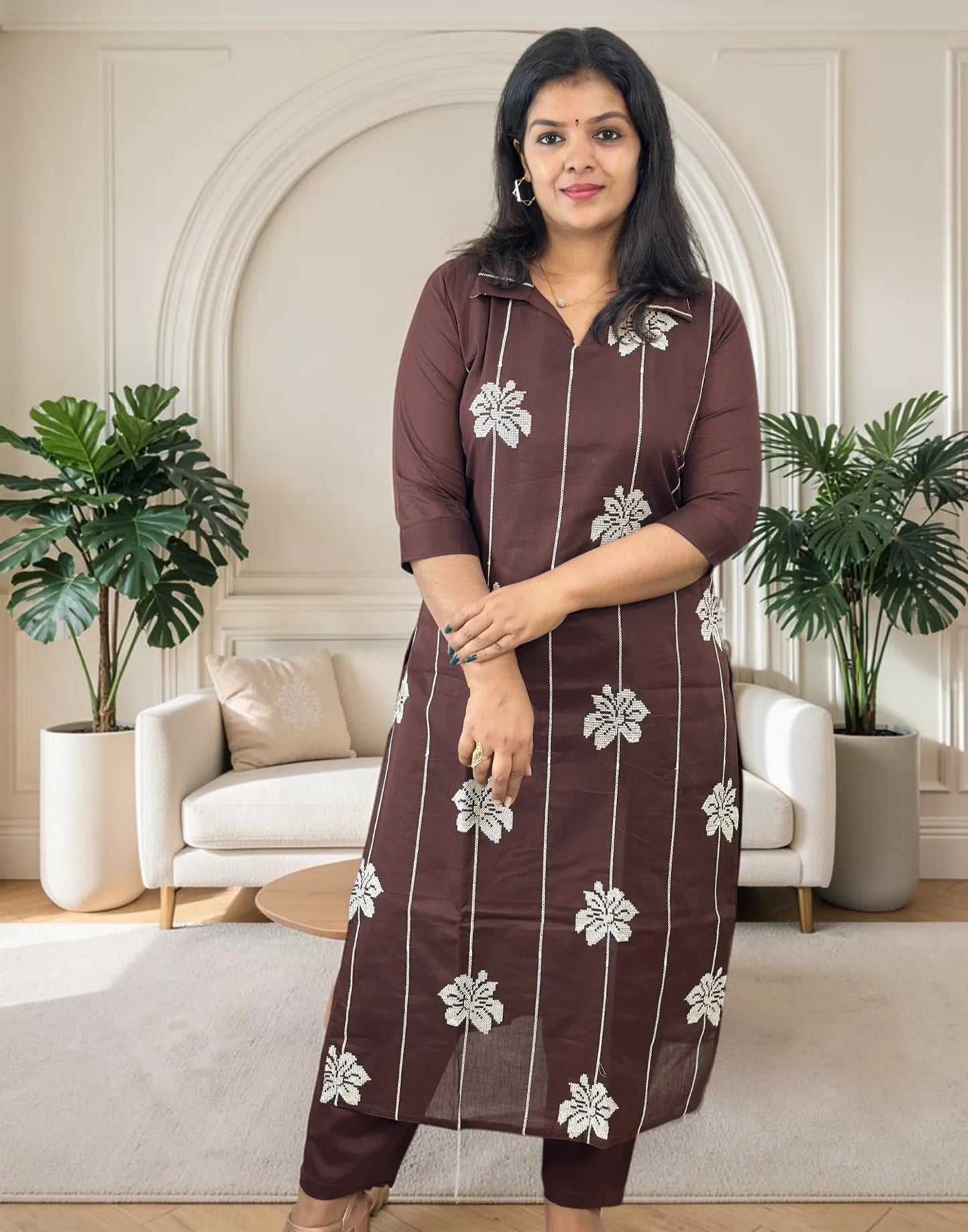 KURTI SET COFFEE BROWN E7344 260926KS - ELENTRA DESIGNS BY NIMI HEINS