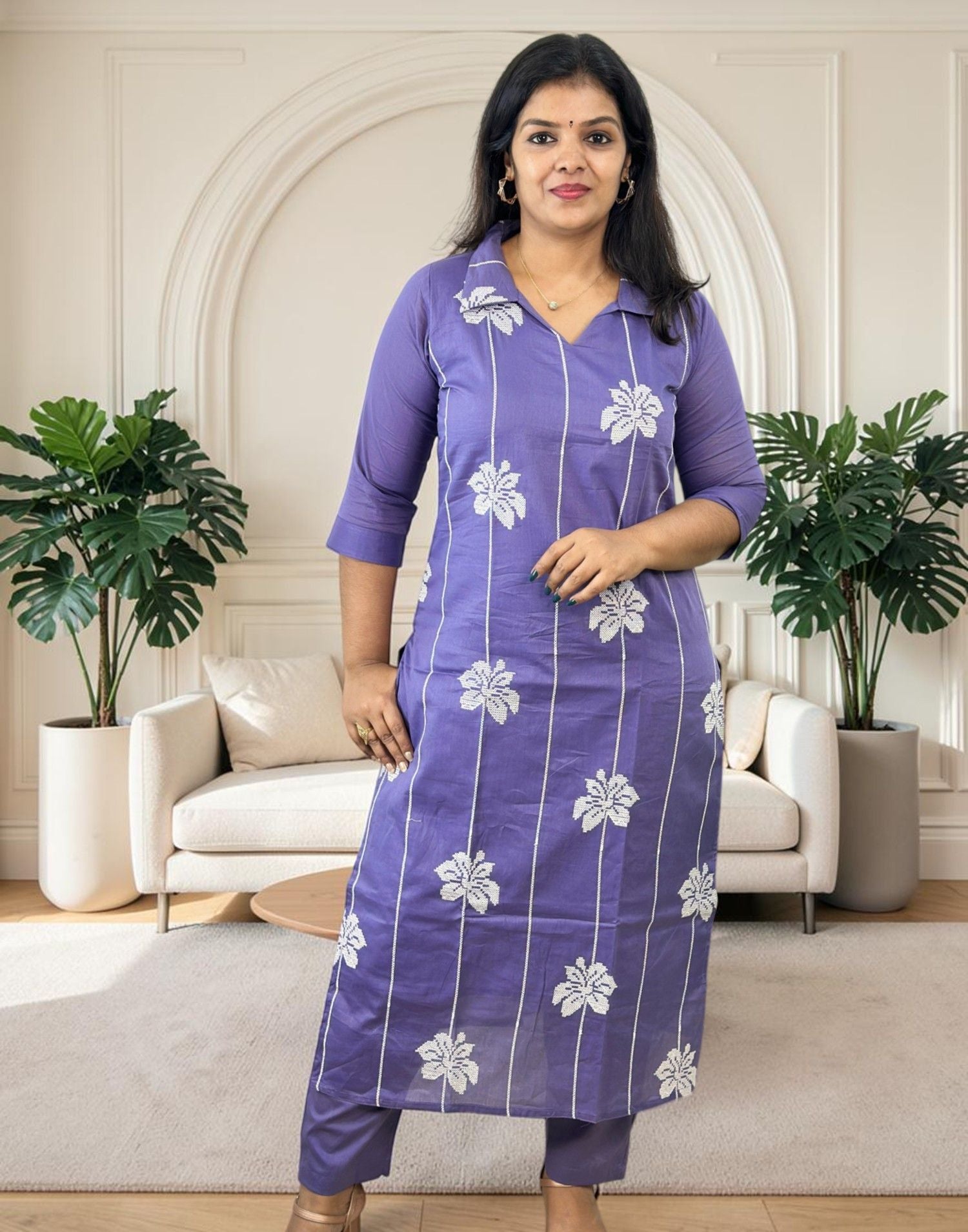 KURTI SET LAVENDER E7344 260926KS - ELENTRA DESIGNS BY NIMI HEINS