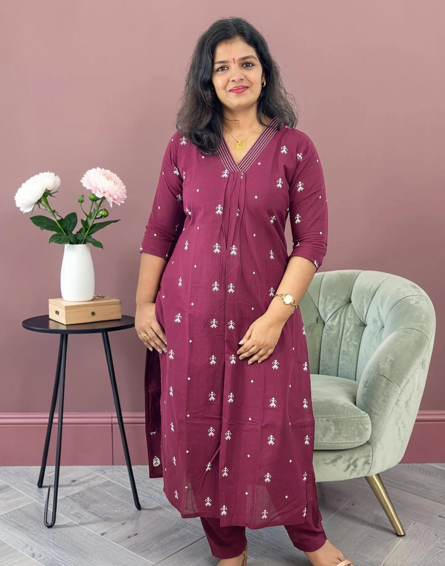 KURTI SET MAROONISH WINE E7415 281026KS