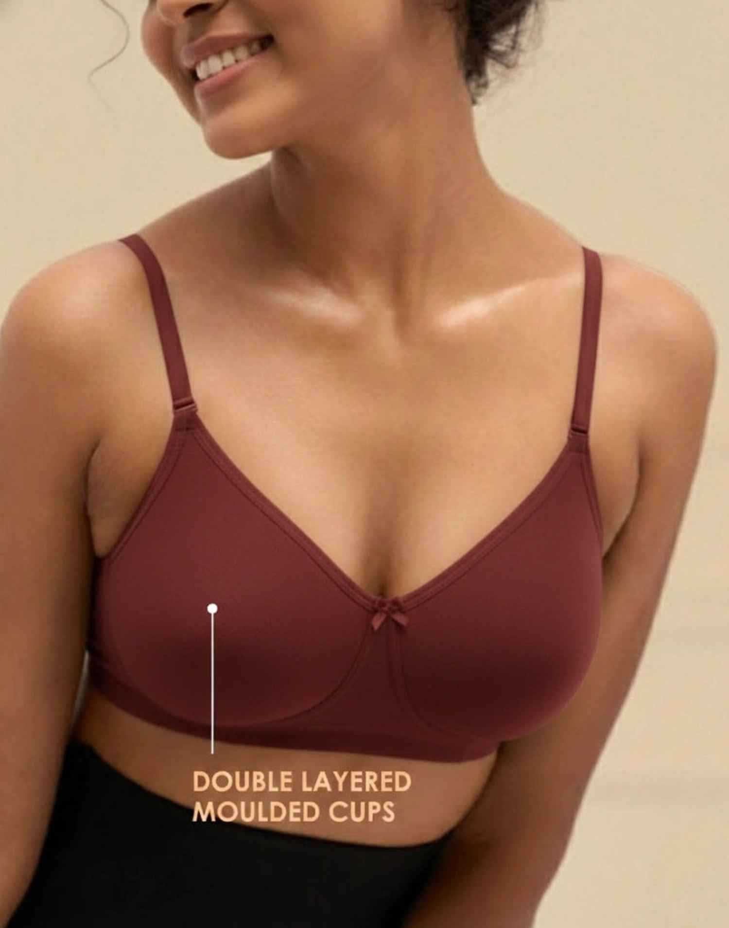 NON PADDED BRA BLOSSOM T-SHIRT BRA MAROON E3006 210625BR