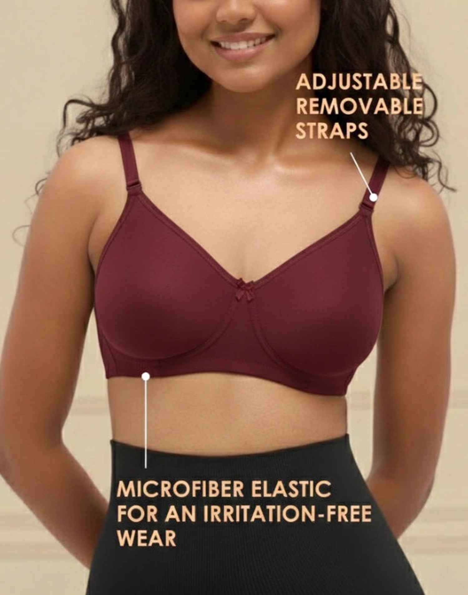 NON PADDED BRA BLOSSOM T-SHIRT BRA MAROON E3006 210625BR
