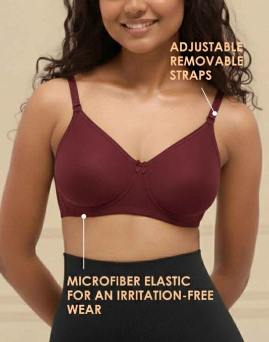 NON PADDED BRA BLOSSOM T-SHIRT BRA MAROON E3006 210625BR