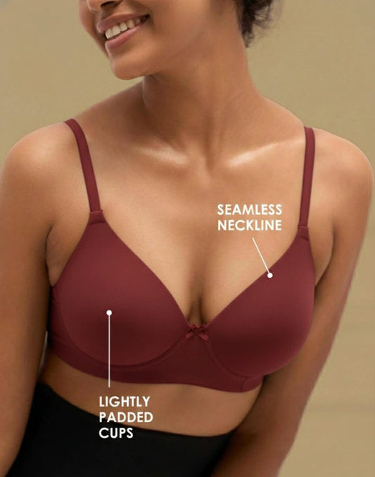 LIGHTLY PADDED BRA BLOSSOM FEATHERLITE MAROON E6437 300825BR