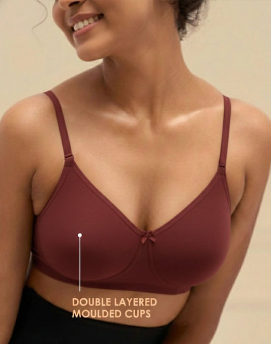 NON PADDED T-SHIRT BRA BLOSSOM MIXED MAROON E3006 280525BR