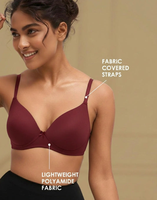 LIGHTLY PADDED BRA BLOSSOM FEATHERLITE MAROON E6437 300825BR