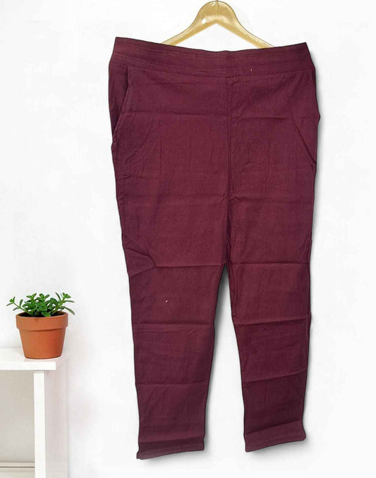 CIGARETTE PANT MAROON E4288 090326BW - ELENTRA DESIGNS BY NIMI HEINS