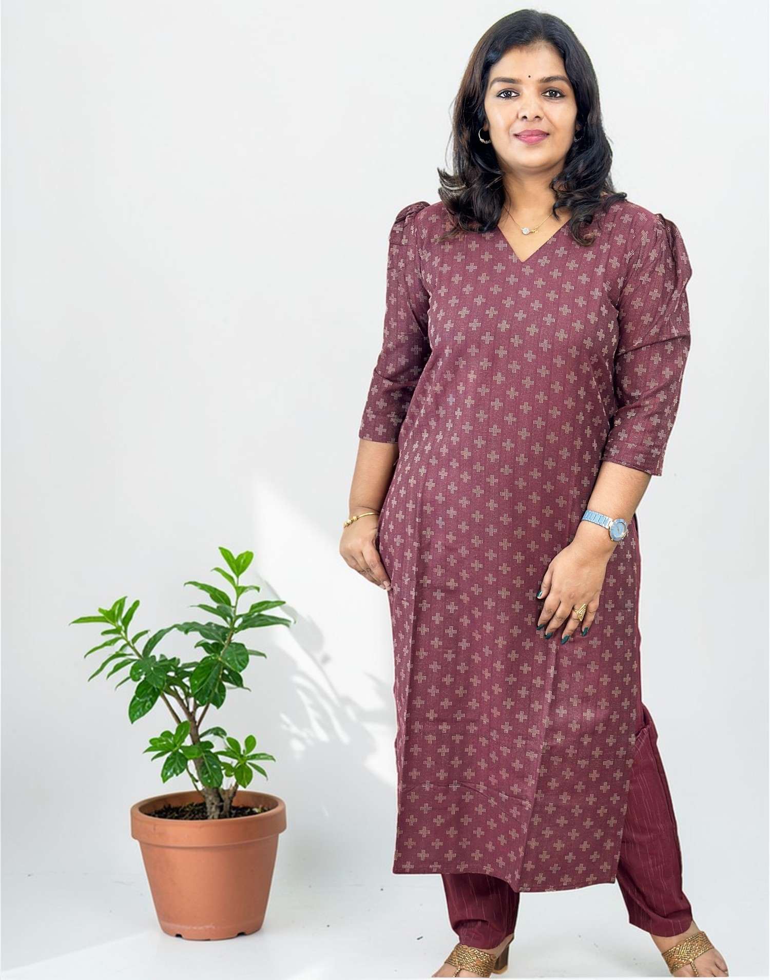 KURTI SET MAROON E6728 060326KS - ELENTRA DESIGNS BY NIMI HEINS