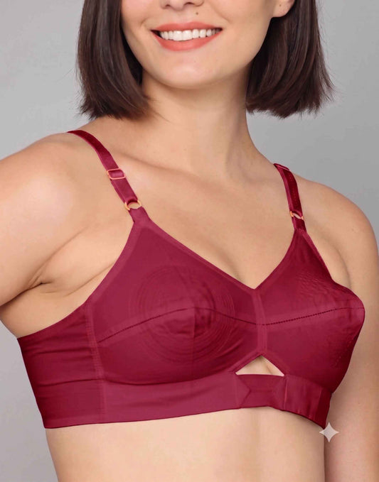 NON PADDED BRA COTTON ROUND STITCH COLLIN COUTURE MAROON E5460 110626BR