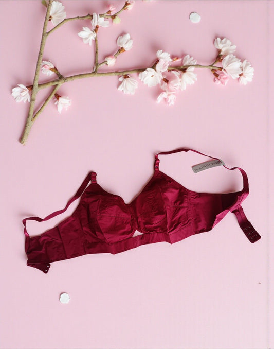 221025BR (E3007-E3077) BLOSSOM COTTON ROUND STITCH BRA - Maroon