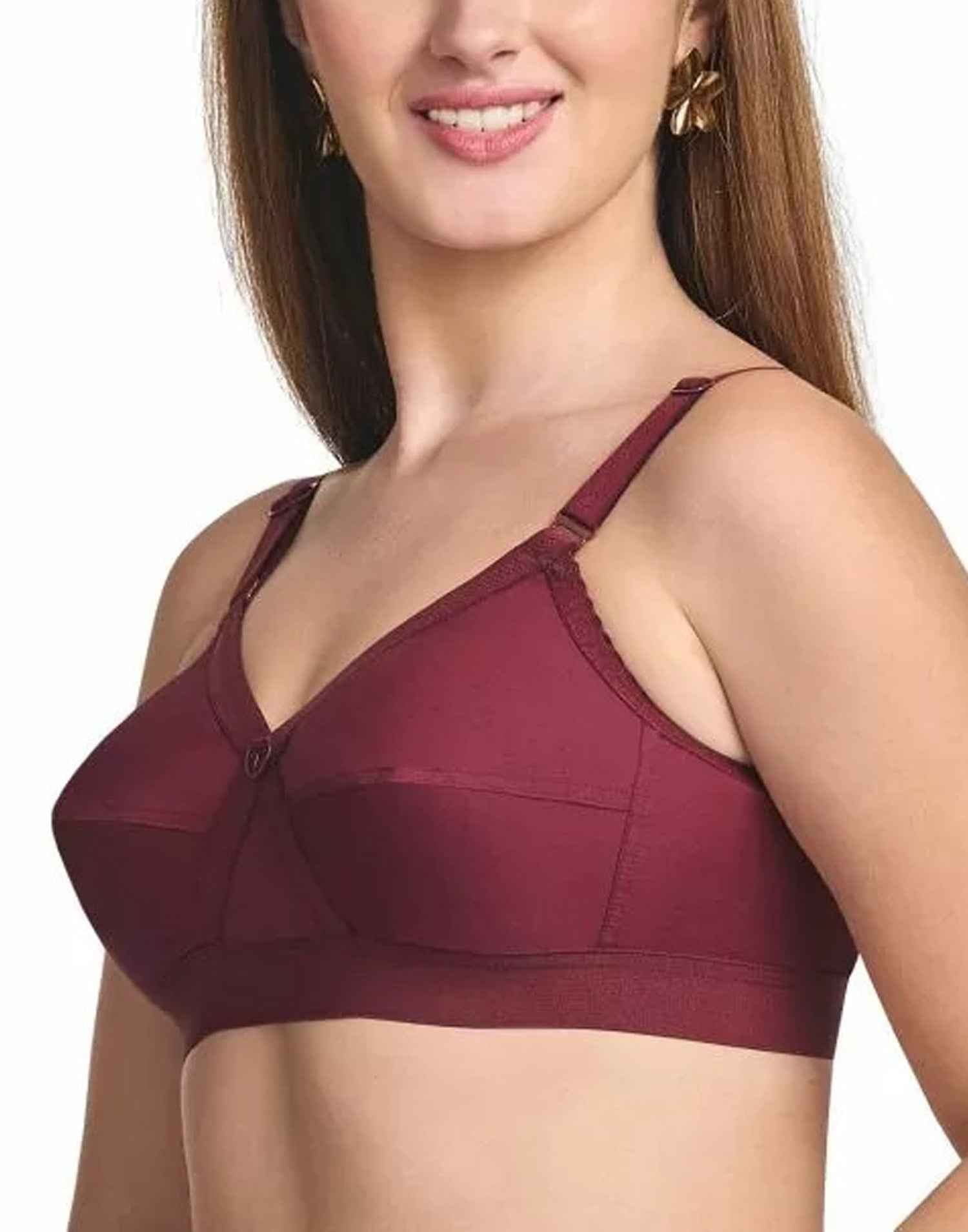 NON PADDED BRA RIZA KRUTHIKA PLAIN MAROON E6832 160326BR - ELENTRA DESIGNS BY NIMI HEINS