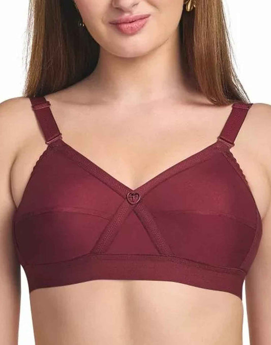 NON PADDED BRA RIZA KRUTHIKA PLAIN MAROON E6832 160326BR - ELENTRA DESIGNS BY NIMI HEINS