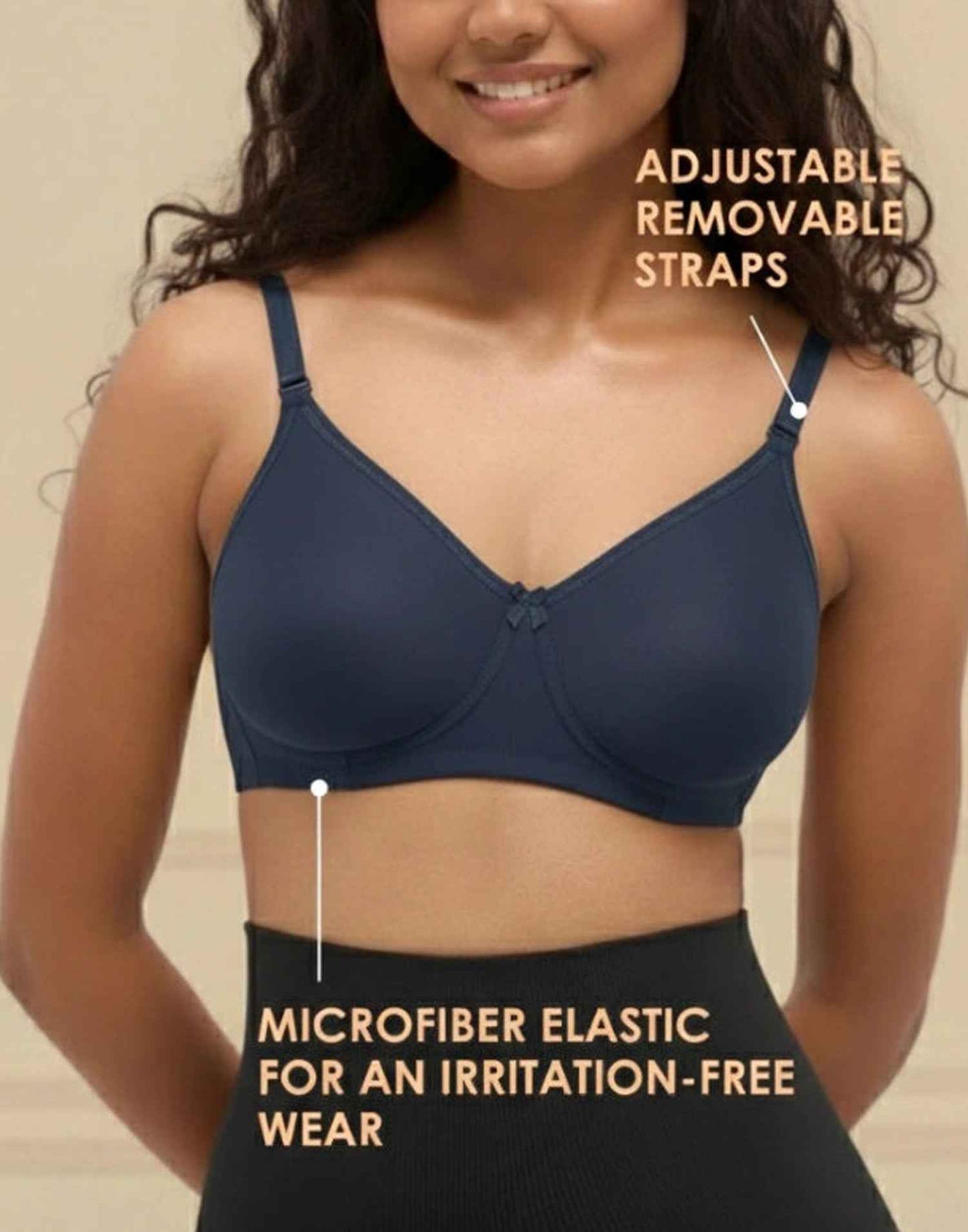 NON PADDED BRA BLOSSOM T-SHIRT BRA NAVY BLUE E3006 210625BR