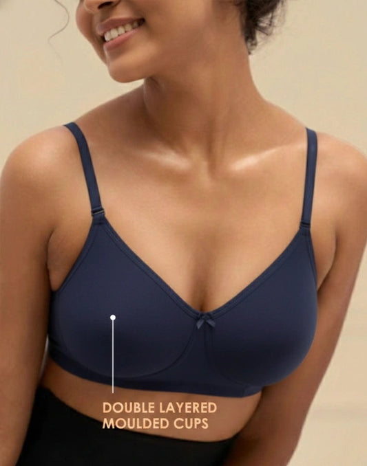 NON PADDED T-SHIRT BRA BLOSSOM MIXED NAVY BLUE E3006 280525BR