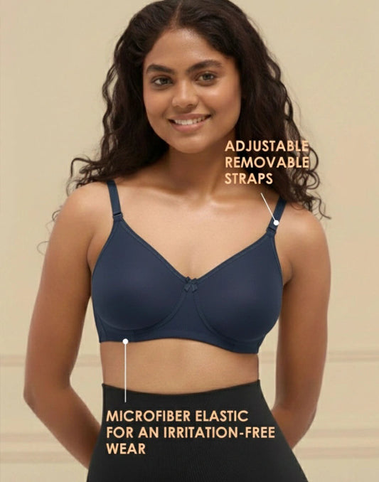 NON PADDED T-SHIRT BRA BLOSSOM MIXED NAVY BLUE E3006 280525BR