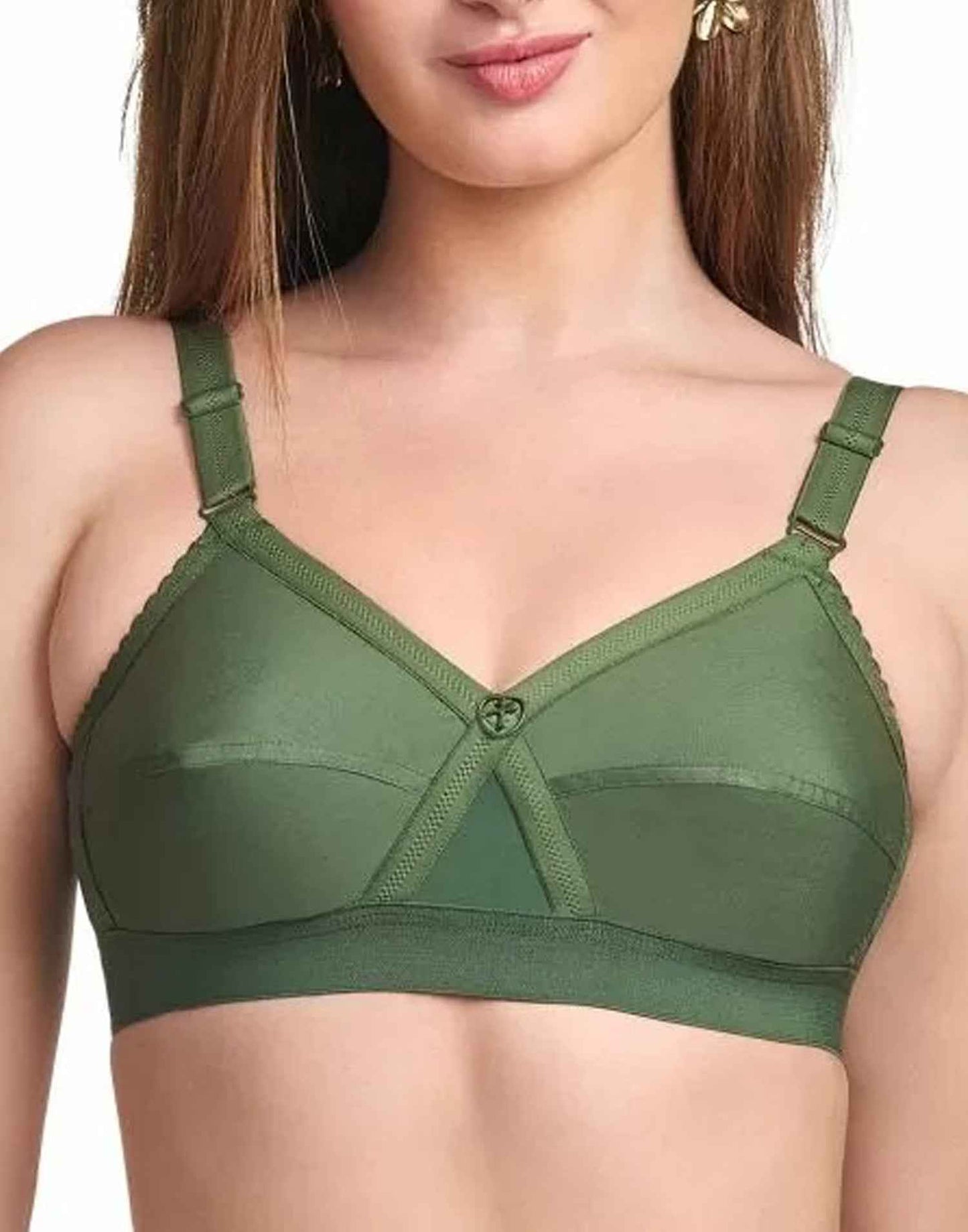 NON PADDED BRA RIZA KRUTHIKA PLAIN OLIVE GREEN E6832 160326BR