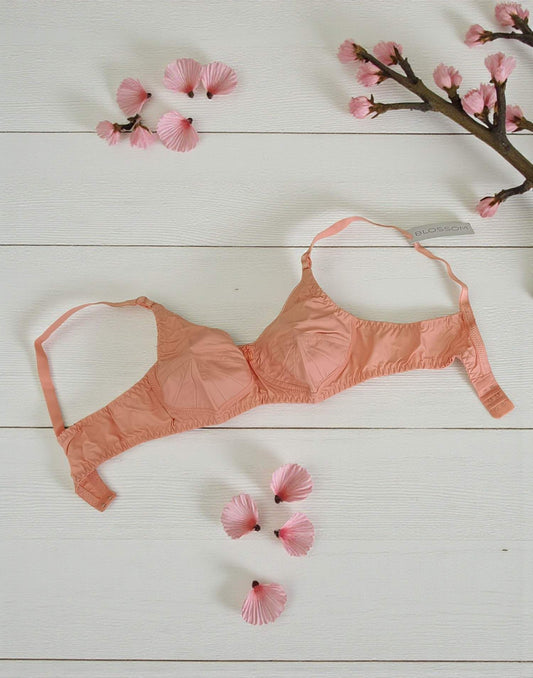 251025BR (E3012-E3009) BLOSSOM SAREE BRA - Peach