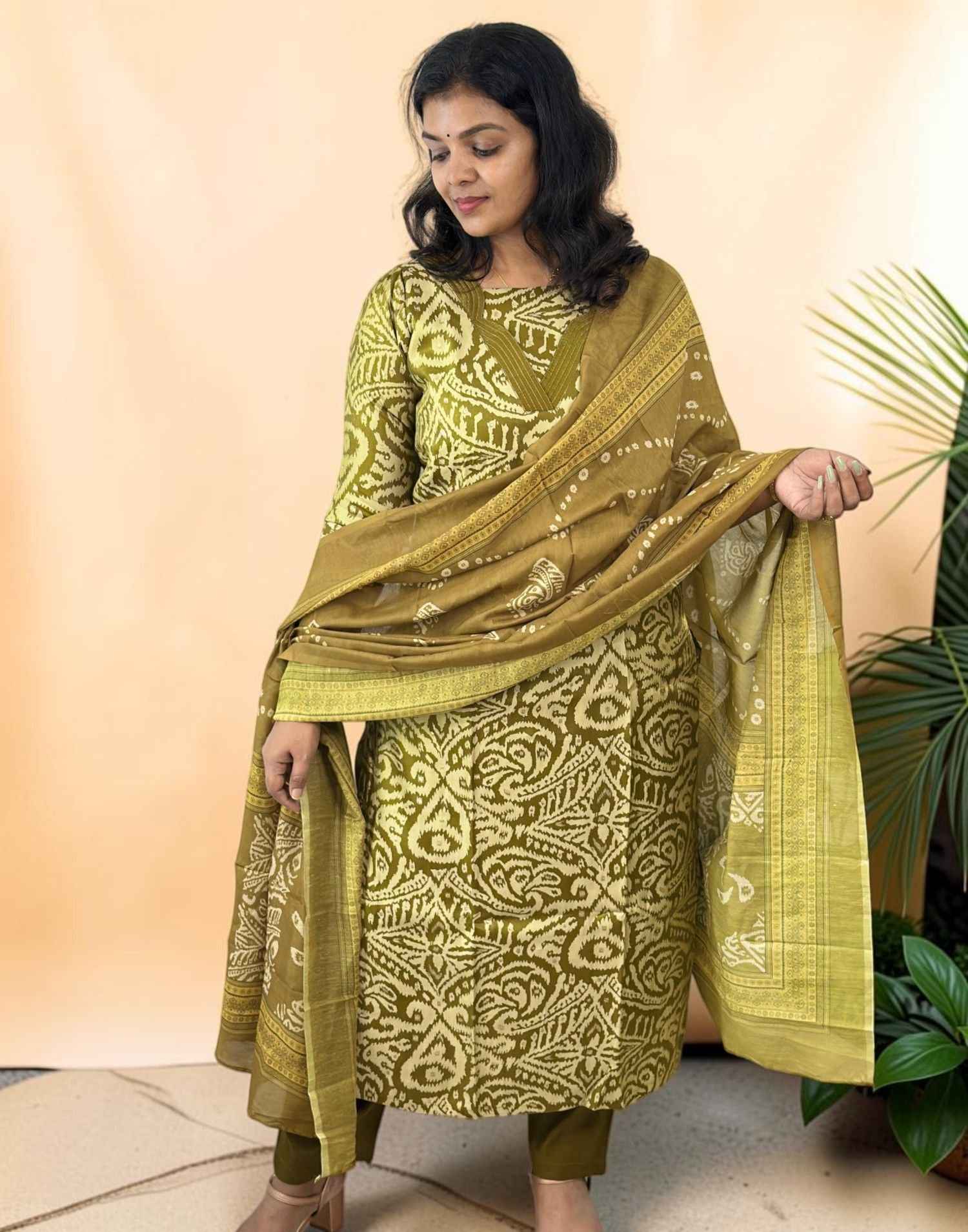yellow and green mehndi dress READY TO WEAR yellow and green combination dress