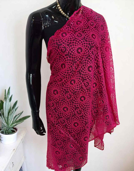 210525DP (E4118) NET DUPATTA - Rani Pink 2