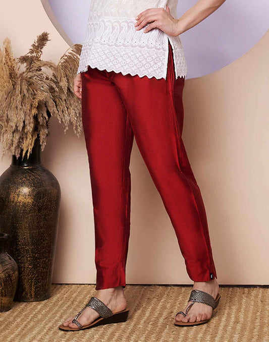 METALLIC STRAIGHT PANTS MAROON E6970-71 120526SP