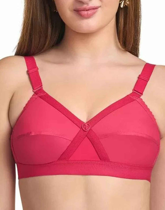 NON PADDED BRA RIZA KRUTHIKA PLAIN RASBERRY E6832 160326BR - ELENTRA DESIGNS BY NIMI HEINS