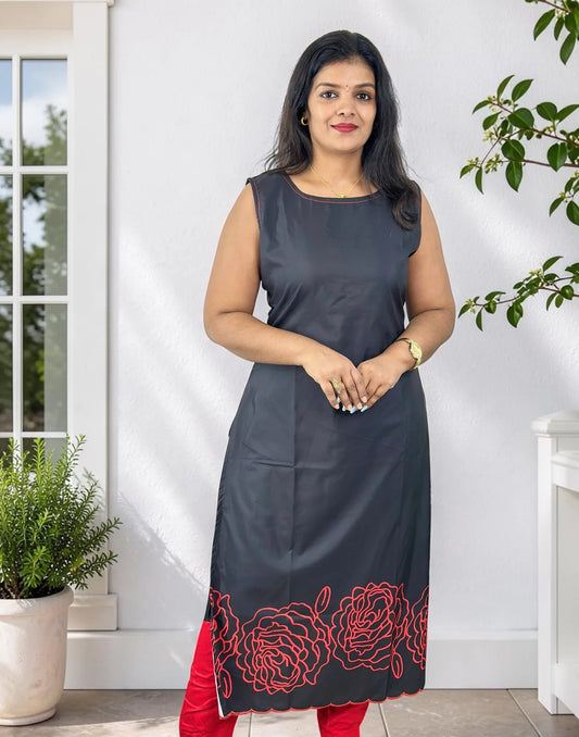 SLITTED KURTI BLACK E7395 141026SK