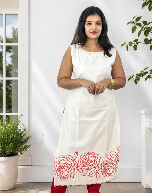 SLITTED KURTI MILKY WHITE E7395 141026SK