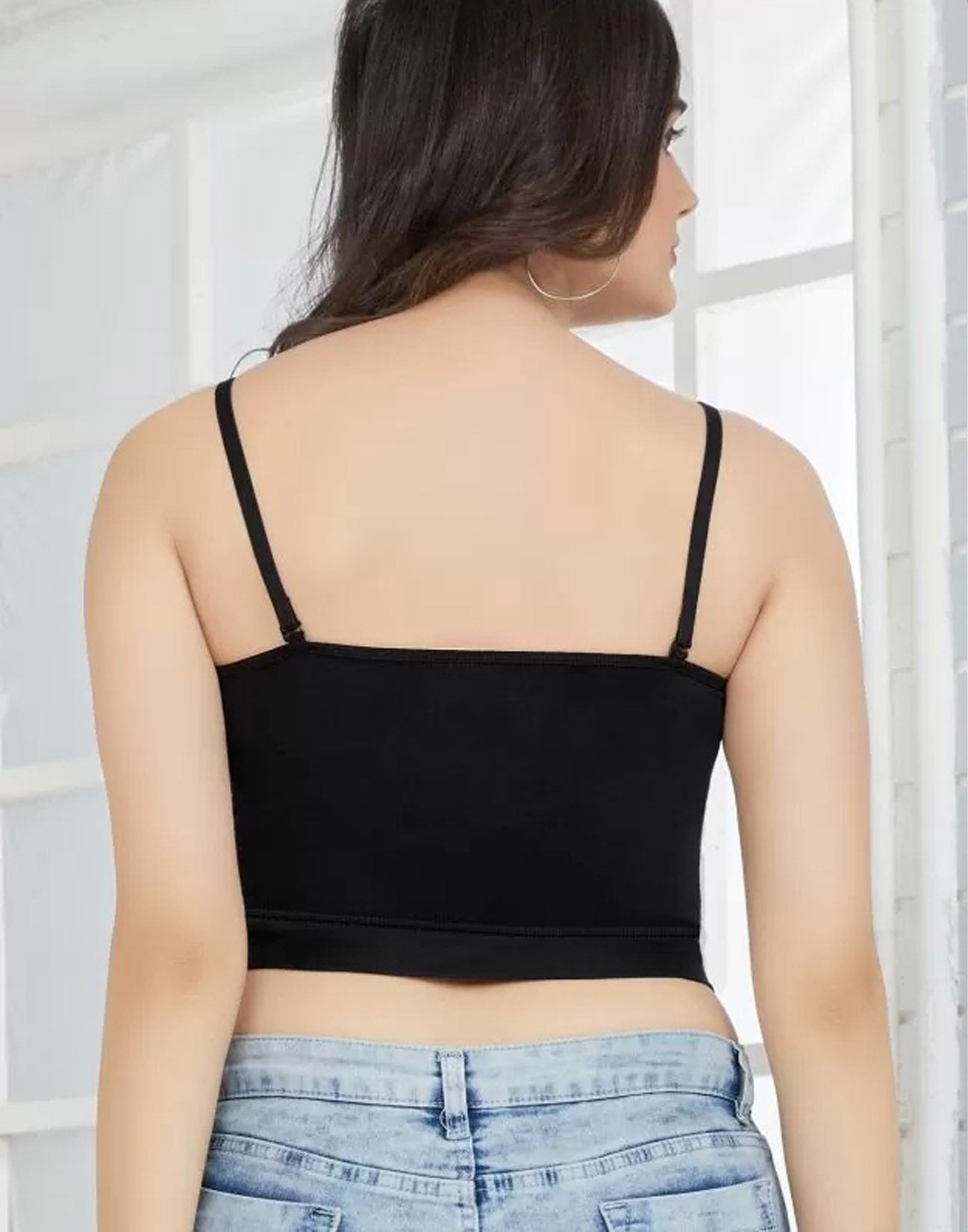 CAMISOLE RIZA CROP TOP STRAIGHT CUT BLACK E6931 280426CL - ELENTRA DESIGNS BY NIMI HEINS