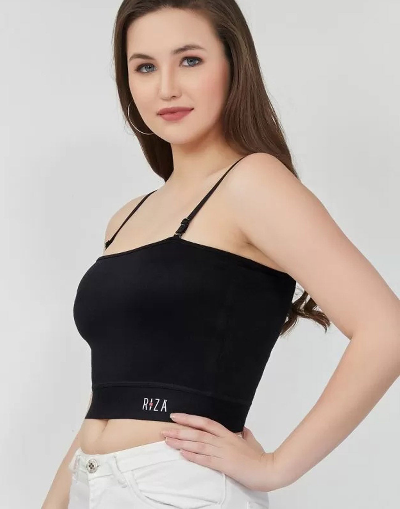 CAMISOLE RIZA CROP TOP STRAIGHT CUT BLACK E6931 280426CL - ELENTRA DESIGNS BY NIMI HEINS