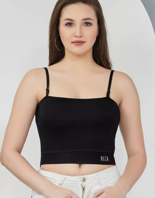 CAMISOLE RIZA CROP TOP STRAIGHT CUT BLACK E6931 280426CL - ELENTRA DESIGNS BY NIMI HEINS