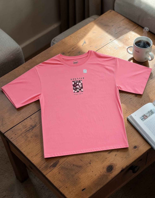 LADIES T-SHIRT DOWN SHOULDER PINK E6266-67 110326LT