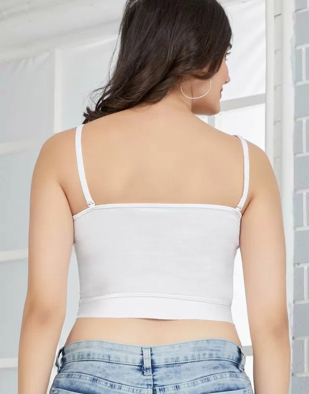 CAMISOLE RIZA CROP TOP U CUT WHITE E6931 280426CL - ELENTRA DESIGNS BY NIMI HEINS