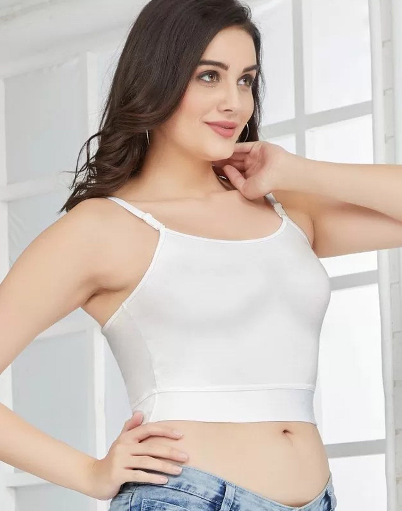 CAMISOLE RIZA CROP TOP U CUT WHITE E6931 280426CL - ELENTRA DESIGNS BY NIMI HEINS