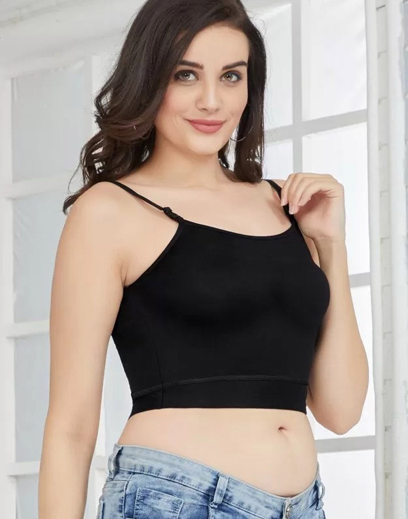 CAMISOLE RIZA CROP TOP U CUT BLACK E6931 280426CL - ELENTRA DESIGNS BY NIMI HEINS