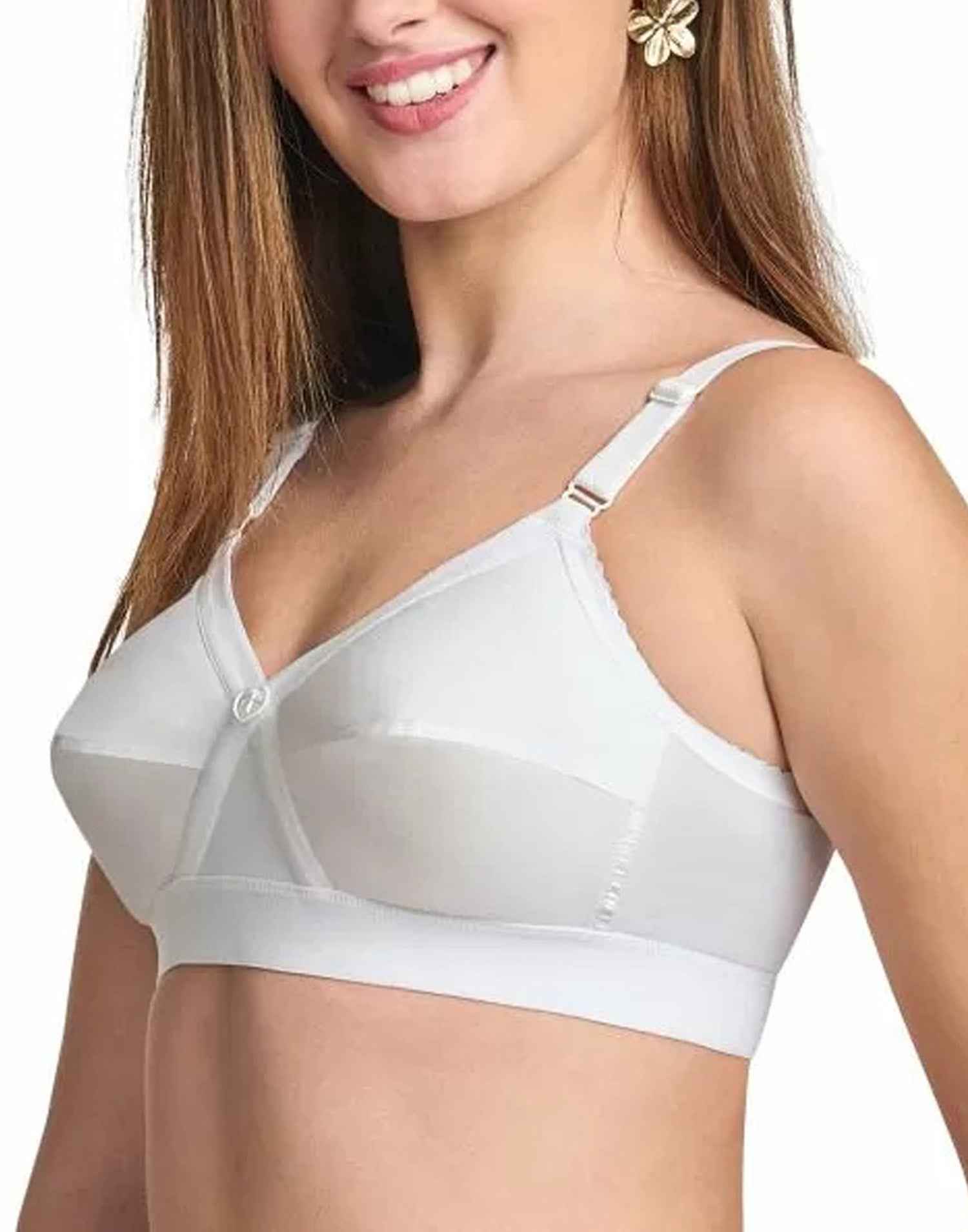 NON PADDED BRA RIZA KRUTHIKA PLAIN WHITE E6832 160326BR - ELENTRA DESIGNS BY NIMI HEINS