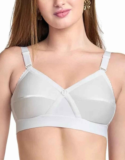 NON PADDED BRA RIZA KRUTHIKA PLAIN WHITE E6832 160326BR - ELENTRA DESIGNS BY NIMI HEINS