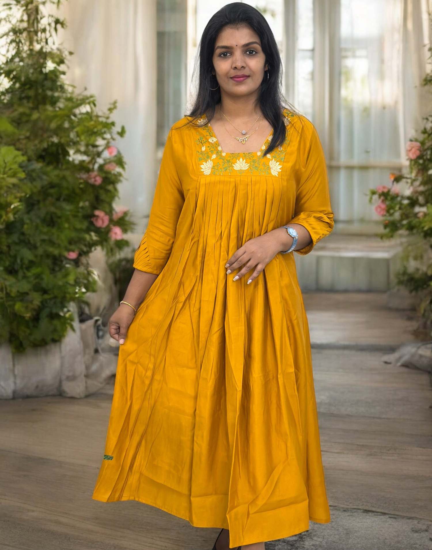 250325U (E5455) SEMI PARTY WEAR - Mango Yellow