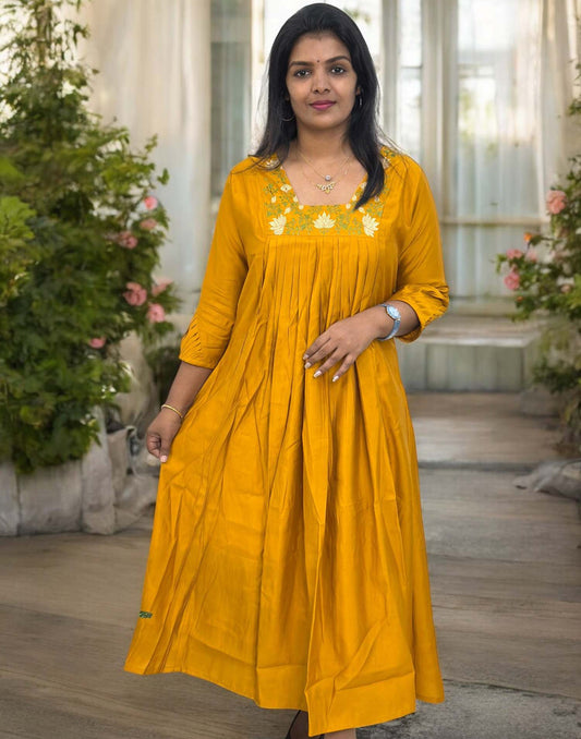 250325U (E5455) SEMI PARTY WEAR - Mango Yellow