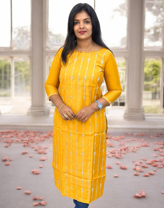 070425A (E5472) SEMI PARTYWEAR - Yellow