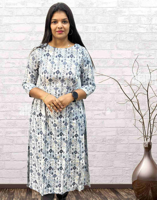 150624 (E2799) OFFER ZONE FEEDING KURTI - Bluish Gray