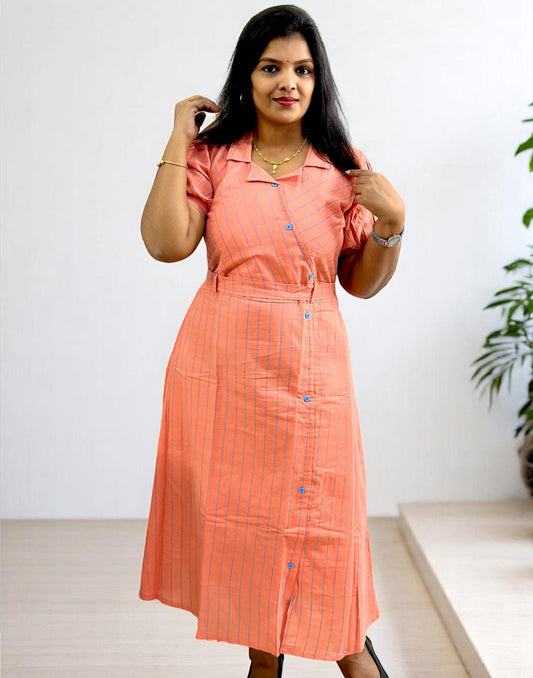 060525M (E6064) COTTON DRESSES - Orange