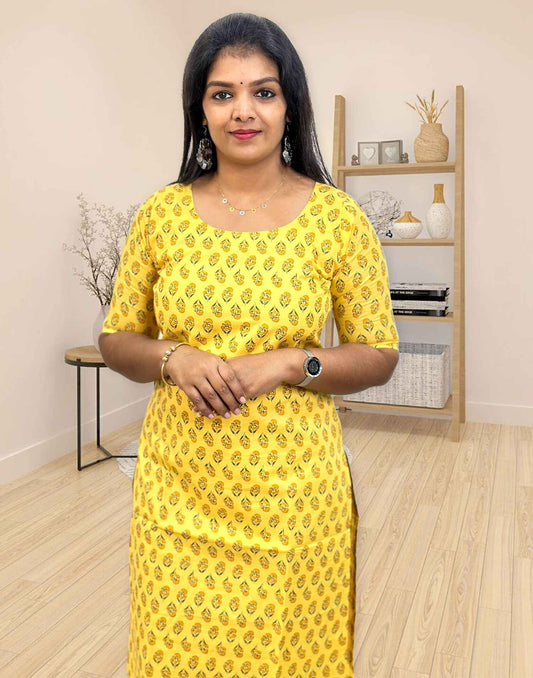 120724 (E3861) OFFER ZONE SLITTED KURTI - Yellow