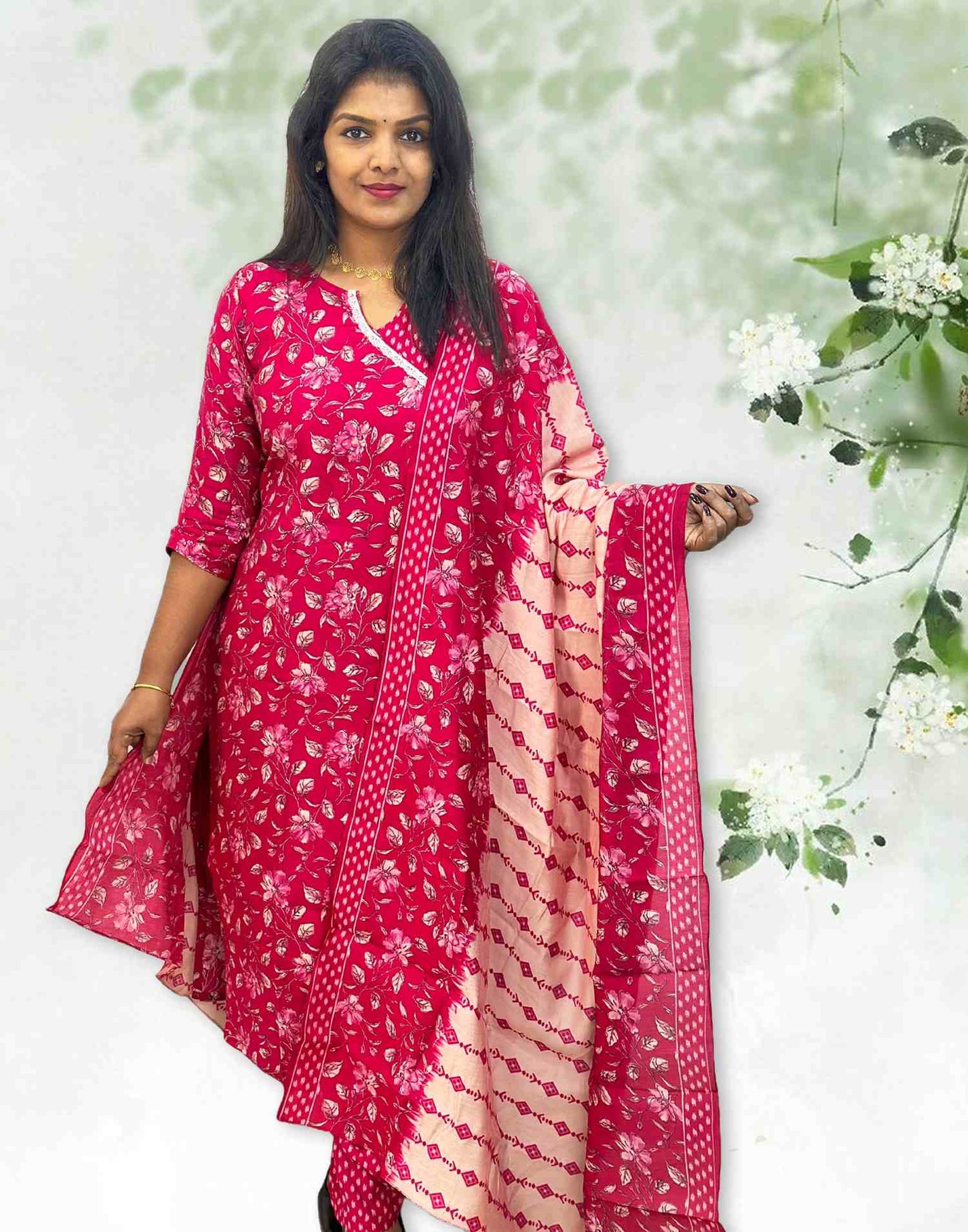 081124C (E4318) MODAL CHANDERI READY TO WEAR - Honey Pink