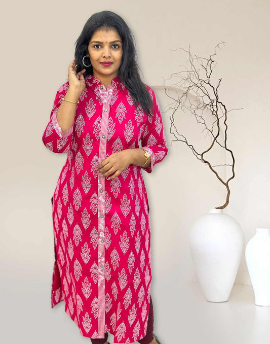 081224C (E4380) BUDGET BUY COTTON KURTI - Pink