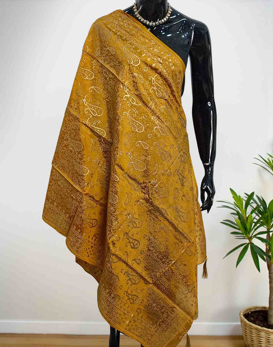 PRINTED DUPATTA MUSTARD YELLOW E6275 290126D - ELENTRA DESIGNS BY NIMI HEINS